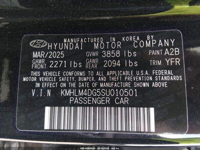 2025 Hyundai Elantra Sel Sport მანქანა იყიდება აუქციონზე, vin: KMHLM4DG5SU010501, აუქციონის ნომერი: 45986524