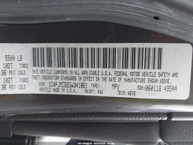 Продажа на аукционе авто 2016 Jeep Cherokee Latitude, vin: 1C4PJMCB2GW341861, номер лота: 45986559