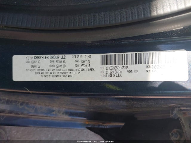 2012 Dodge Avenger Se მანქანა იყიდება აუქციონზე, vin: 1C3CDZAB5CN168346, აუქციონის ნომერი: 45986568