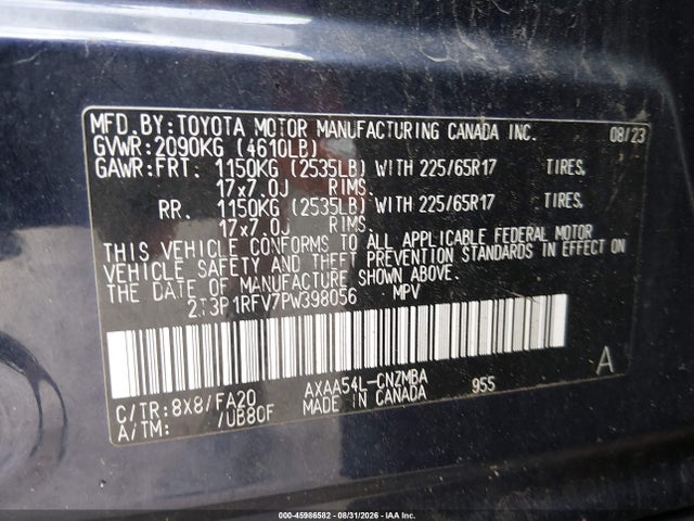 Продаж на аукціоні авто 2023 Toyota Rav4 Xle, vin: 2T3P1RFV7PW398056, номер лоту: 45986582