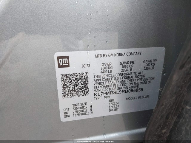 45986602 :رقم المزاد ، KL79MRSL9RB066956 vin ، 2024 Chevrolet Trailblazer Awd Lt مزاد بيع