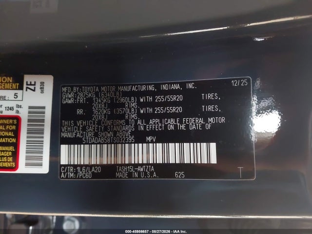 5TDADAB58TS032395 Toyota Grand Highlander Hybrid Max Platinum