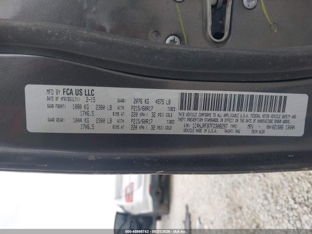 45986742 :رقم المزاد ، 1C4NJRFB7FD308297 vin ، 2015 Jeep Patriot High Altitude Edition مزاد بيع
