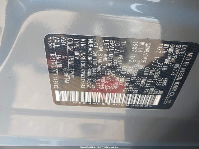 Aukcja sprzedaży 2023 Nissan Rogue Platinum Intelligent Awd, vin: JN8BT3DD7PW317543, numer aukcji: 45986765