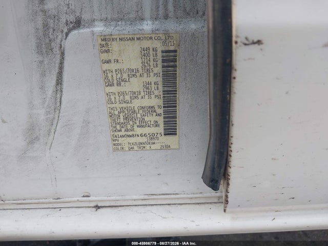 Продаж на аукціоні авто 2015 Nissan Xterra Pro-4x/s/x, vin: 5N1AN0NW8FN665075, номер лоту: 45986779