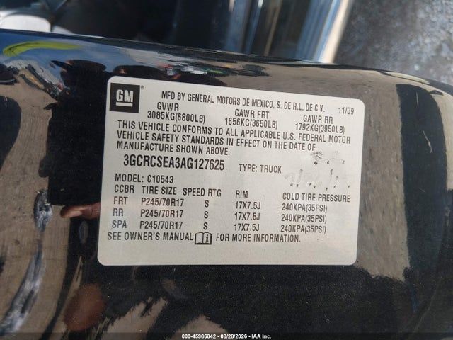 Продаж на аукціоні авто 2010 Chevrolet Silverado 1500 Lt, vin: 3GCRCSEA3AG127625, номер лоту: 45986842