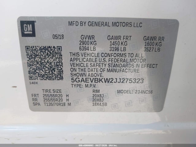 Продажа на аукционе авто 2018 Buick Enclave Premium, vin: 5GAEVBKW2JJ275323, номер лота: 45986863