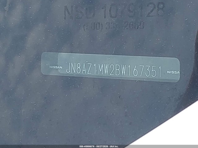 2011 Nissan Murano Sl მანქანა იყიდება აუქციონზე, vin: JN8AZ1MW2BW167351, აუქციონის ნომერი: 45986876