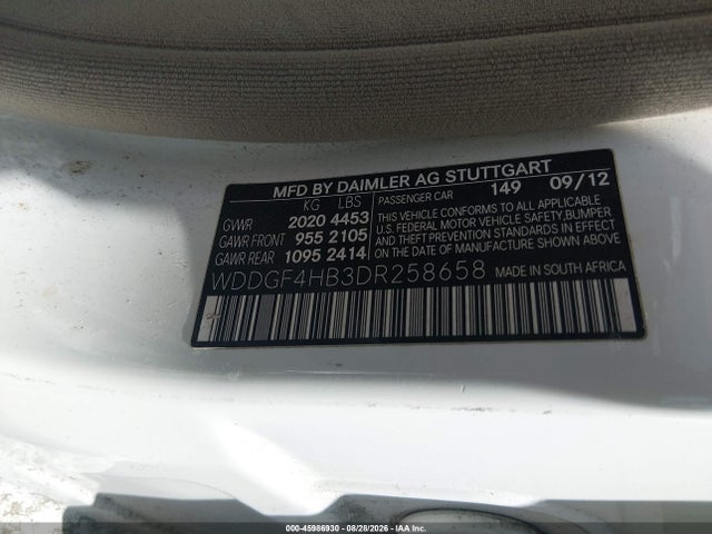 45986930 :رقم المزاد ، WDDGF4HB3DR258658 vin ، 2013 Mercedes-benz C 250 Sport مزاد بيع