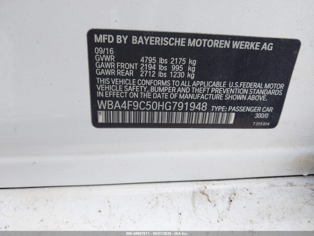 Продажа на аукционе авто 2017 Bmw 430i Gran Coupe Xdrive, vin: WBA4F9C50HG791948, номер лота: 45987011