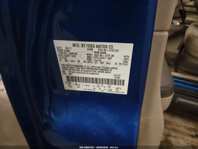 2012 Ford Escape Xlt მანქანა იყიდება აუქციონზე, vin: 1FMCU0DG2CKA48239, აუქციონის ნომერი: 45987027