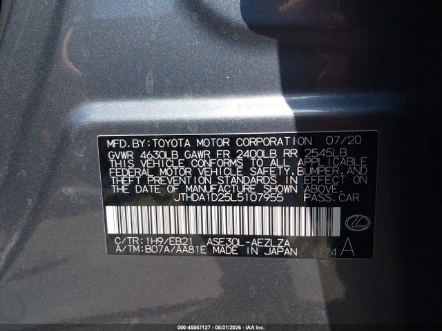 Lexus IS 300 2020 JTHDA1D25L5107955 Image 9