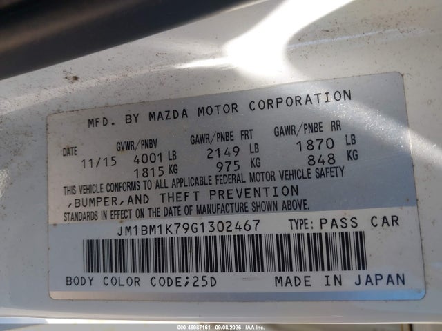 JM1BM1K79G1302467 Mazda Mazda3 I Sport