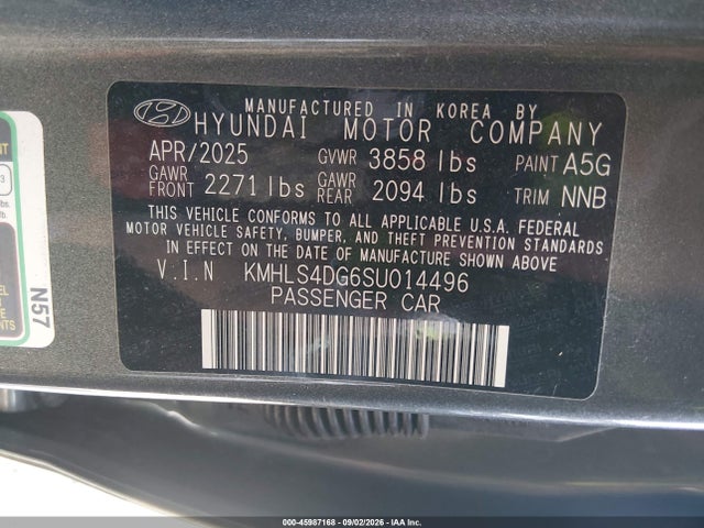 Продаж на аукціоні авто 2025 Hyundai Elantra Sel Convenience, vin: KMHLS4DG6SU014496, номер лоту: 45987168