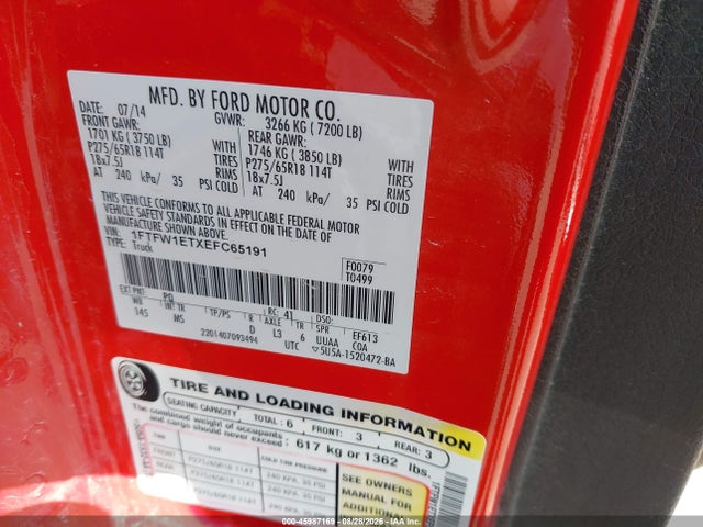 Продажа на аукционе авто 2014 Ford F-150 Xlt, vin: 1FTFW1ETXEFC65191, номер лота: 45987169