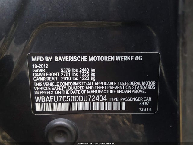 Aukcja sprzedaży 2013 Bmw 535i Xdrive, vin: WBAFU7C50DDU72404, numer aukcji: 45987184