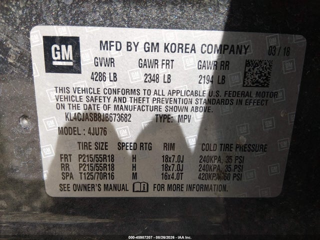 Продажа на аукционе авто 2018 Buick Encore Preferred, vin: KL4CJASB8JB673682, номер лота: 45987207