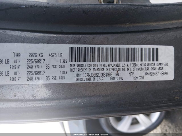 Продаж на аукціоні авто 2016 Jeep Compass Sport, vin: 1C4NJDBB2GD661900, номер лоту: 45987253