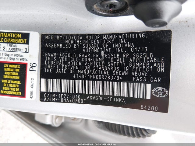 Продажа на аукционе авто 2013 Toyota Camry Le, vin: 4T4BF1FK6DR283784, номер лота: 45987261