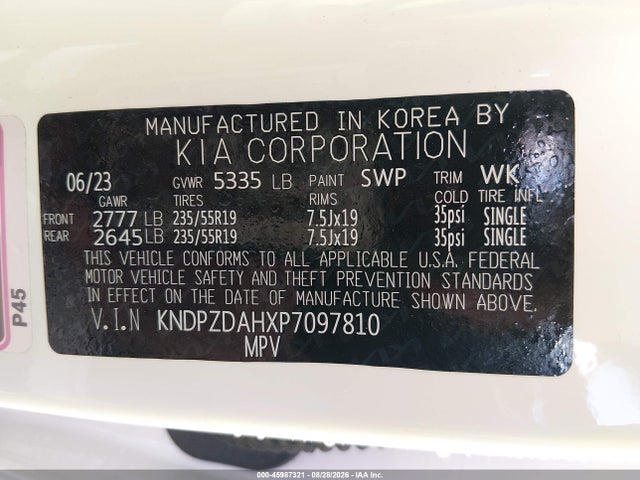 Aukcja sprzedaży 2023 Kia Sportage Plug-in Hybrid X-line Prestige, vin: KNDPZDAHXP7097810, numer aukcji: 45987321