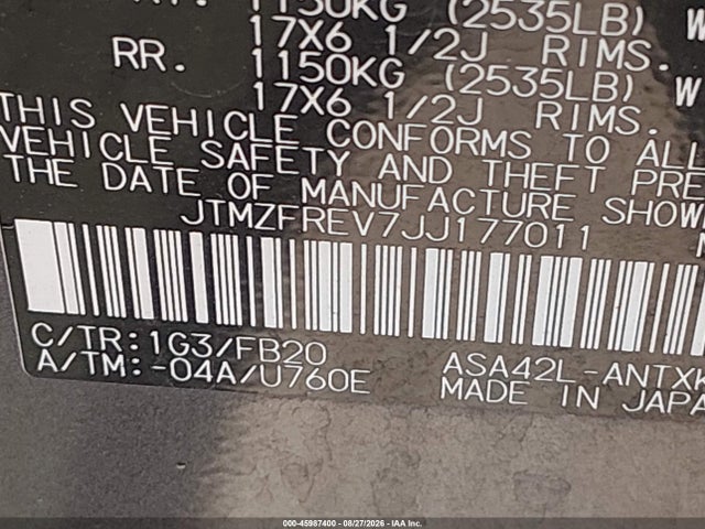 2018 Toyota Rav4 Le მანქანა იყიდება აუქციონზე, vin: JTMZFREV7JJ177011, აუქციონის ნომერი: 45987400