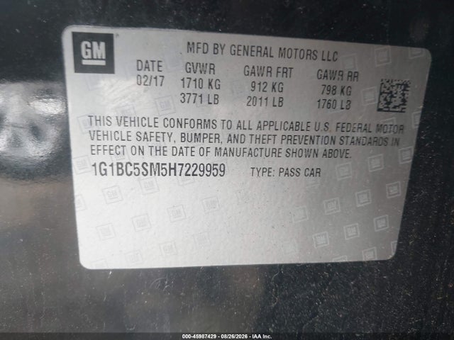 Chevrolet Cruze Ls Auto 2017 1G1BC5SM5H7229959 Image 9