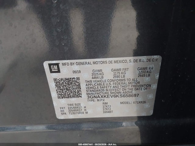 Chevrolet EQUINOX LT 2019 3GNAXKEV6KS658697 Image 9