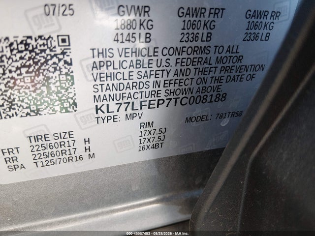 45987453 :رقم المزاد ، KL77LFEP7TC008188 vin ، 2026 Chevrolet Trax Fwd Ls مزاد بيع