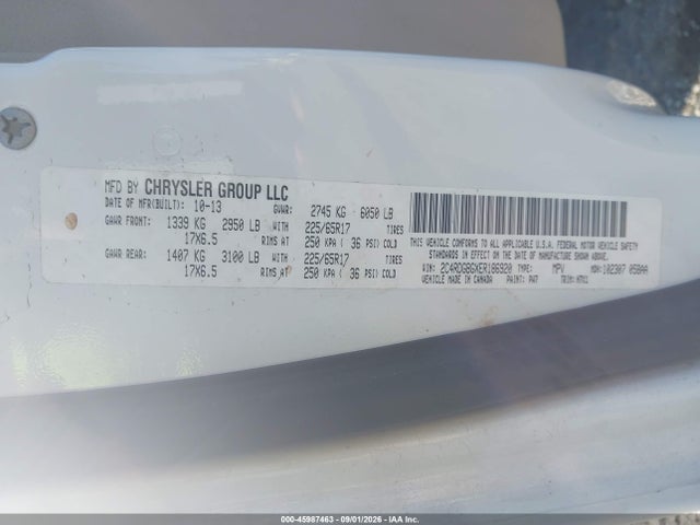45987463 :رقم المزاد ، 2C4RDGBGXER186920 vin ، 2014 Dodge Grand Caravan American Value Pkg مزاد بيع