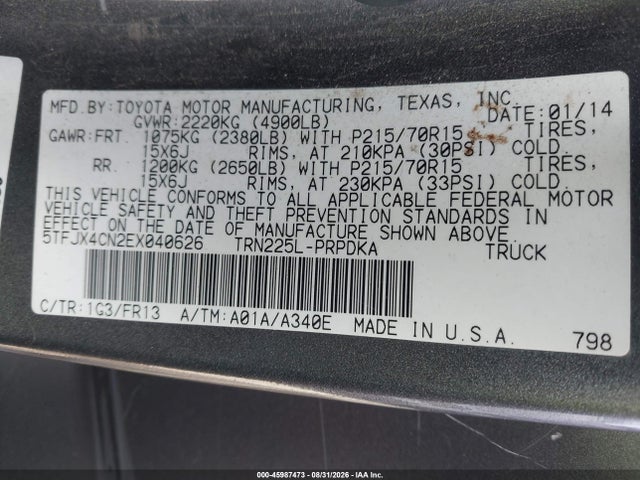 Toyota Tacoma 2014 5TFJX4CN2EX040626 Image 9