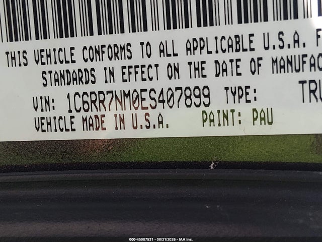Aukcja sprzedaży 2014 Ram 1500 Laramie, vin: 1C6RR7NM0ES407899, numer aukcji: 45987531