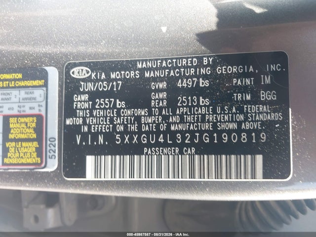 KIA OPTIMA EX 2018 5XXGU4L32JG190819 Image 9