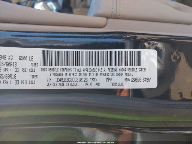 Продаж на аукціоні авто 2012 Jeep Grand Cherokee Limited, vin: 1C4RJEBG9CC210126, номер лоту: 45987595