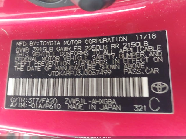 Toyota Prius Three 2018 JTDKARFU3J3067499 Image 9