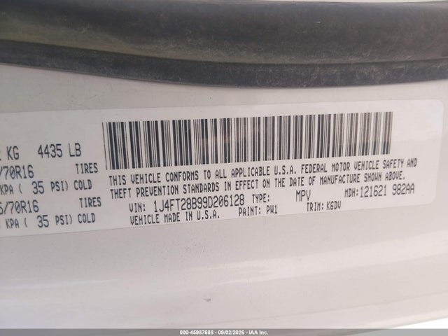 Aukcja sprzedaży 2009 Jeep Patriot Sport, vin: 1J4FT28B99D206128, numer aukcji: 45987688