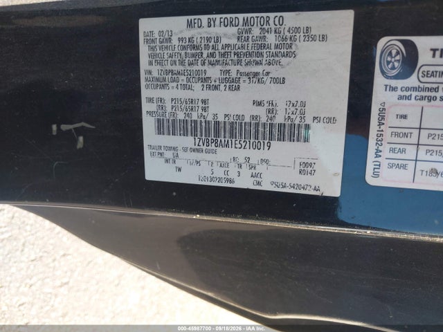 Продаж на аукціоні авто 2014 Ford Mustang V6, vin: 1ZVBP8AM1E5210019, номер лоту: 45987700
