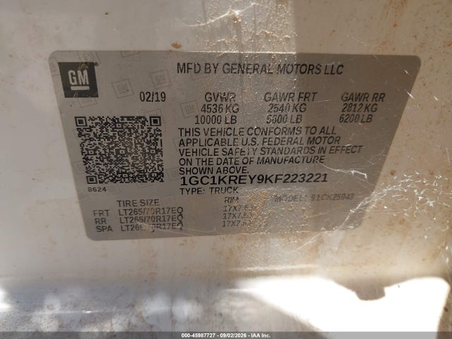 1GC1KREY9KF223221 Chevrolet Silverado 2500hd Wt