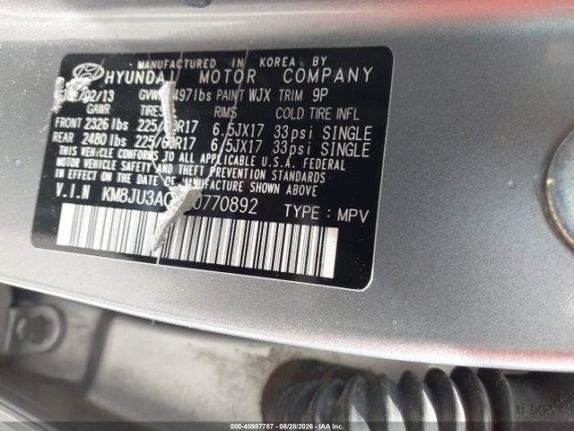 Продажа на аукционе авто 2013 Hyundai Tucson Gls, vin: KM8JU3AC2DU770892, номер лота: 45987787