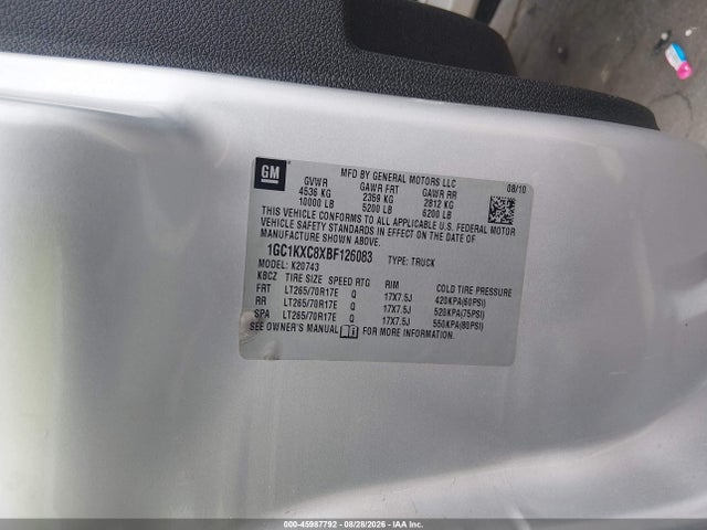 2011 Chevrolet Silverado 2500hd Lt მანქანა იყიდება აუქციონზე, vin: 1GC1KXC8XBF126083, აუქციონის ნომერი: 45987792