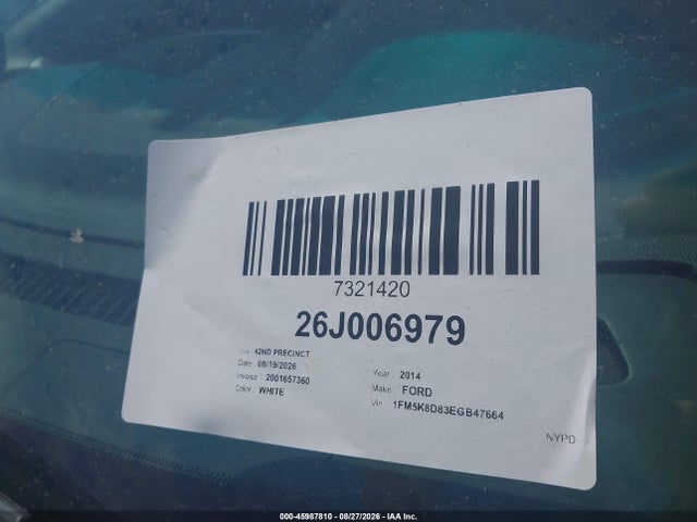 Aukcja sprzedaży 2014 Ford Explorer Xlt, vin: 1FM5K8D83EGB47664, numer aukcji: 45987810