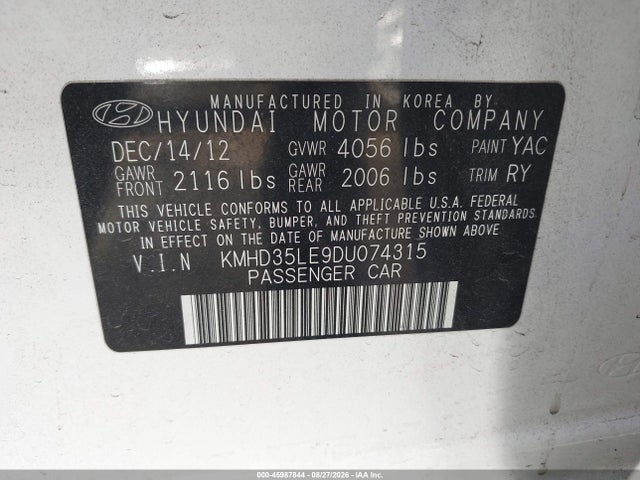 Продаж на аукціоні авто 2013 Hyundai Elantra Gt, vin: KMHD35LE9DU074315, номер лоту: 45987844