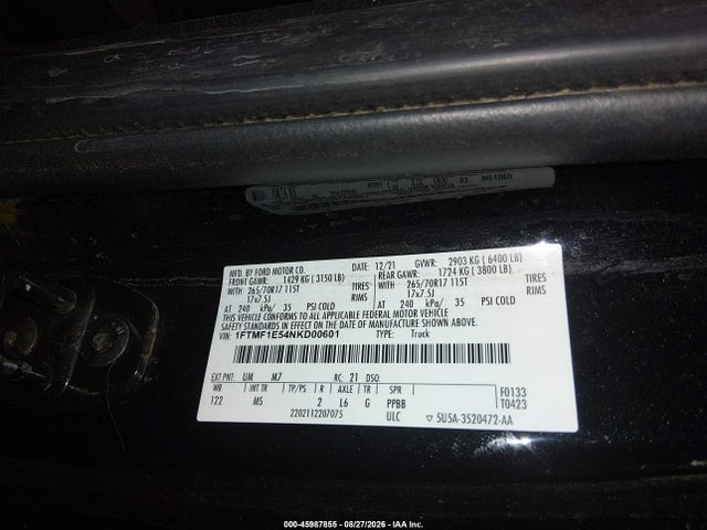Продаж на аукціоні авто 2022 Ford F-150 Xlt, vin: 1FTMF1E54NKD00601, номер лоту: 45987855