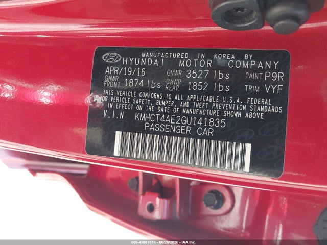 Aukcja sprzedaży 2016 Hyundai Accent Se, vin: KMHCT4AE2GU141835, numer aukcji: 45987884