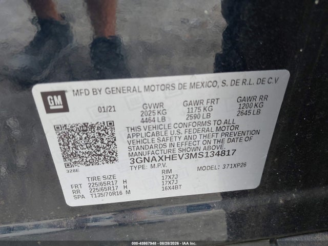Продаж на аукціоні авто 2021 Chevrolet Equinox Fwd Ls, vin: 3GNAXHEV3MS134817, номер лоту: 45987948