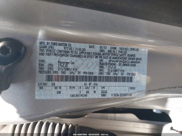 Продаж на аукціоні авто 2012 Ford Focus Titanium, vin: 1FAHP3N22CL464541, номер лоту: 45987959