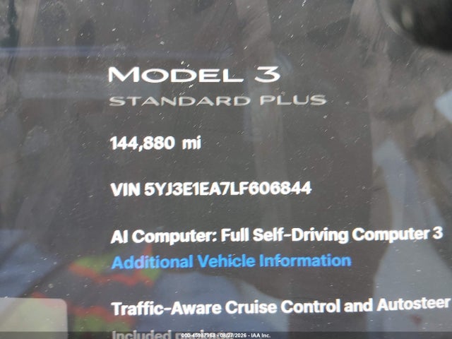Aukcja sprzedaży 2020 Tesla Model 3 Standard Range Plus Rear-wheel Drive/standard Range Rear-wheel Drive, vin: 5YJ3E1EA7LF606844, numer aukcji: 45987968