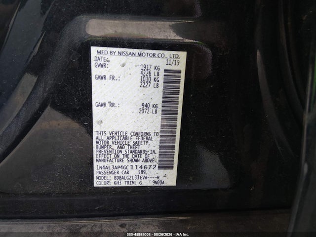Nissan Altima 2.5 S 2016 1N4AL3AP4GC114672 Image 9