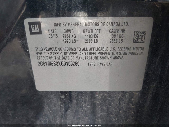 Продаж на аукціоні авто 2016 Cadillac Xts Luxury Collection, vin: 2G61M5S3XG9109260, номер лоту: 45988090