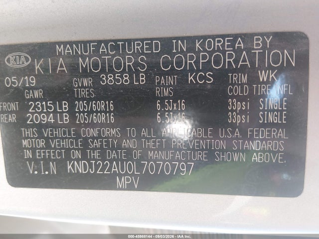 Продаж на аукціоні авто 2020 Kia Soul Lx, vin: KNDJ22AU0L7070797, номер лоту: 45988144