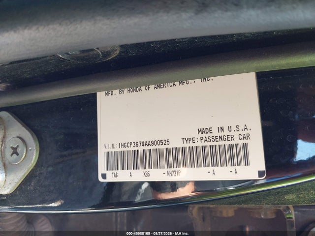 Aukcja sprzedaży 2010 Honda Accord, vin: 1HGCP3674AA900525, numer aukcji: 45988169